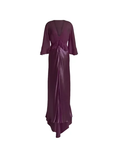 Rochie maxi Alberta Ferretti cu decolteu în V cu volane violet