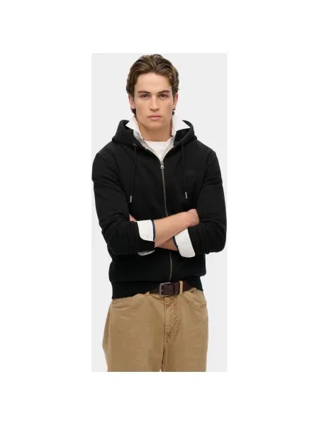 Bluza z kapturem Superdry Essential Logo Full Zip intensywny S czarny