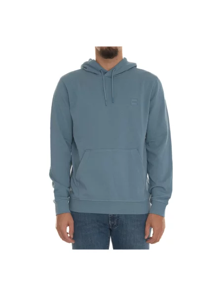 Bluza z kapturem Boss z kapturem z logo niebieska