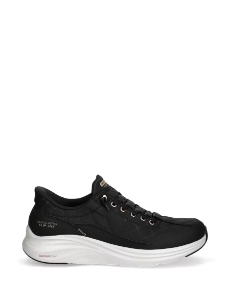 Matlasat sneakerși Skechers cu șireturi din dantelă negru