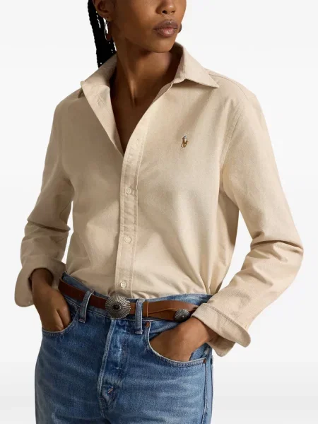 Pletena klasična polo majica Polo Ralph Lauren s autogramom ljubičasta