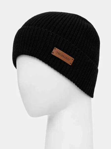 Шапка з домішкою вовни Trussardi чорний