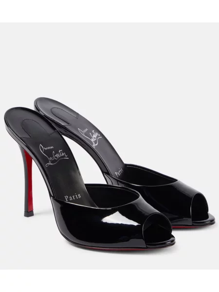 Кожени мюли Christian Louboutin от лакирана кожа черно
