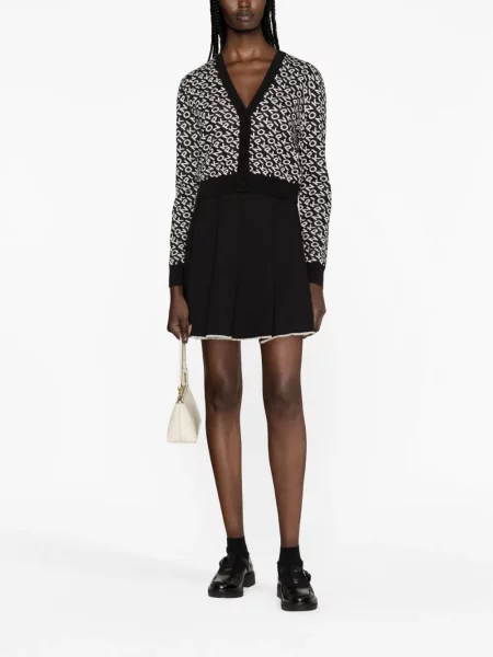 Cardigan Pinko din jacard cu autograf negru