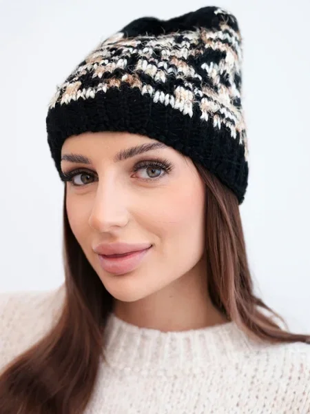 Căciulă Kesi de cristal cu model norvegian negru