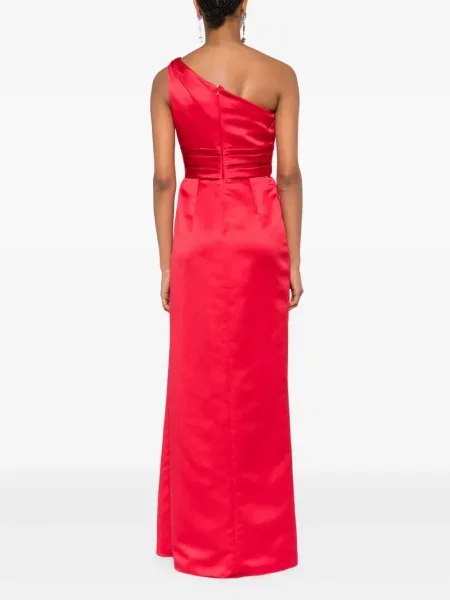 Rochie Nicole Miller din satin cu un umăr gol de costum roz