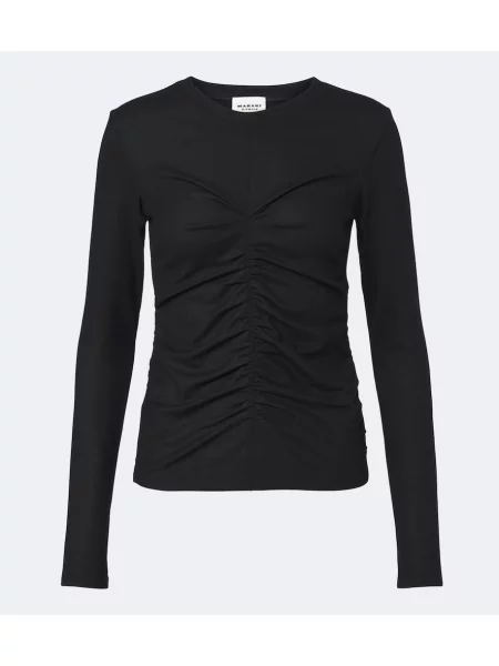 Top Marant Etoile cu volane din jerseu negru