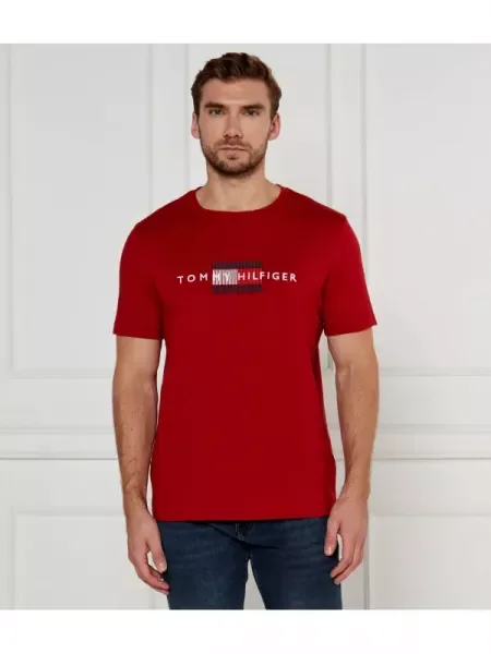 Tommy Hilfiger Póló FLAG EMBRO piros