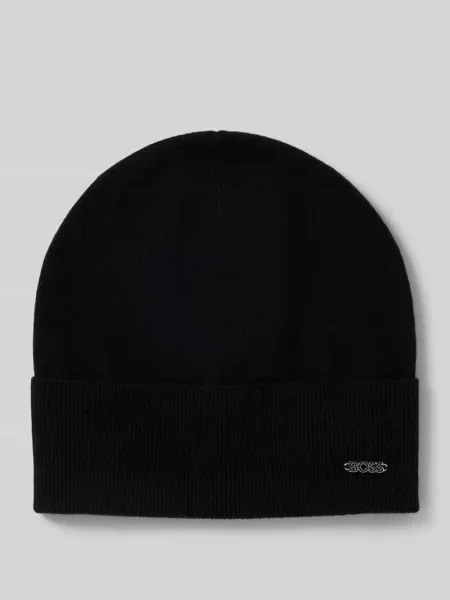 Czapka beanie z mieszanki żywej wełny i kaszmiru model ‘LARI’ Boss czarna