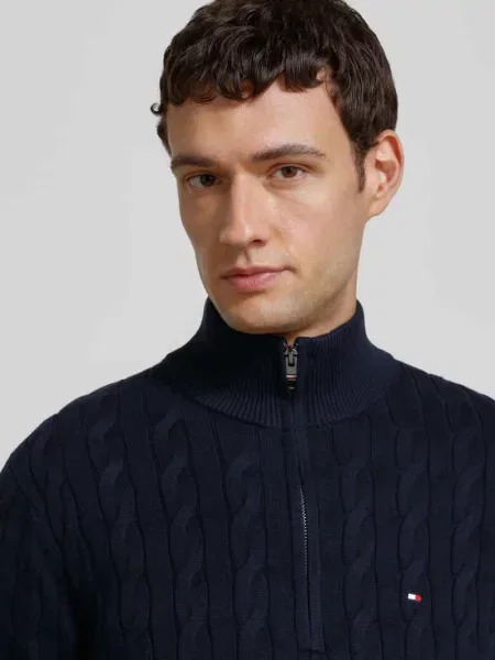 Bluza Tommy Hilfiger z kołnierzem z logo klasyczna granatowa