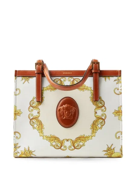 Geantă shopper Versace din canvas alb