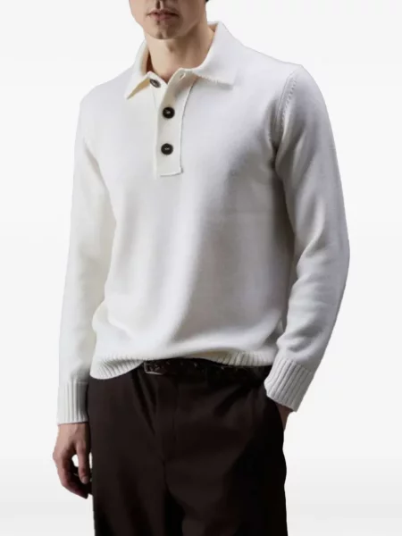 Lung tricou polo Kangra alb