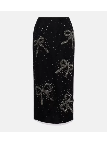 Fustă midi Carolina Herrera transparente până la genunchi negru