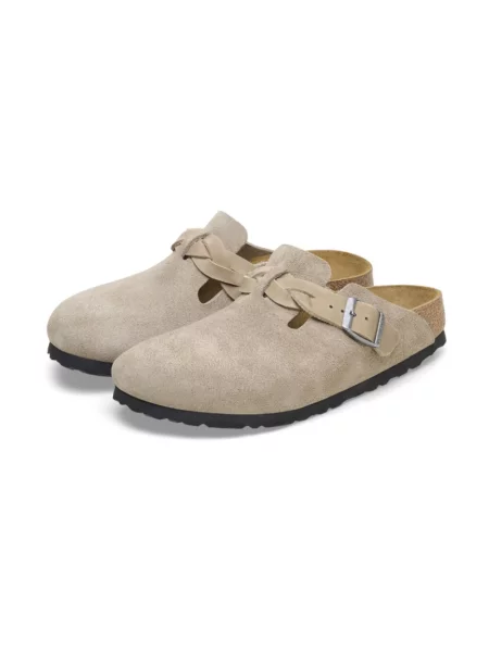 Klapki Birkenstock plecione zamszowe brązowe