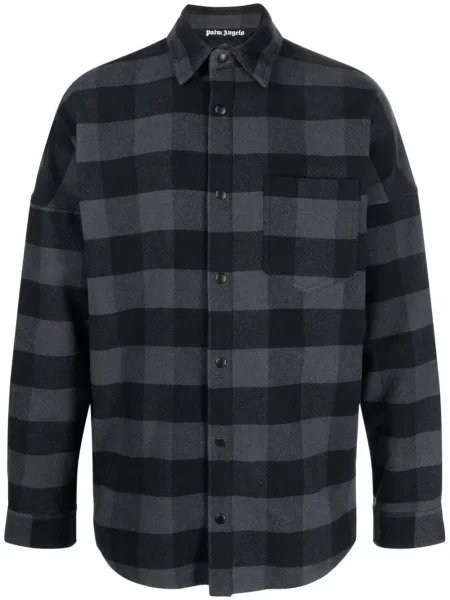 Koszula Palm Angels w kratkę z nadrukiem biała