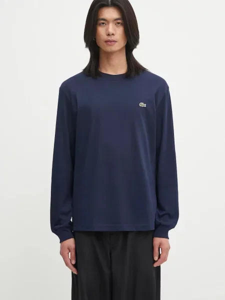 Tricou cu mânecă lungă Lacoste clasic albastru