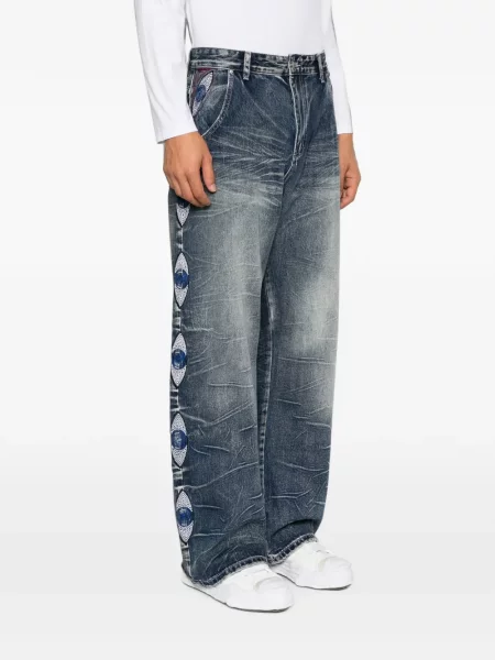 Blugi Kidsuper cu broderie albastru