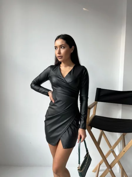 Кожаное платье мини Uaclothes черное