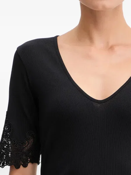 Tricou Twinset din dantelă negru