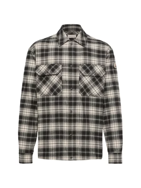 Cămașă Moncler în carouri de flanelă negru