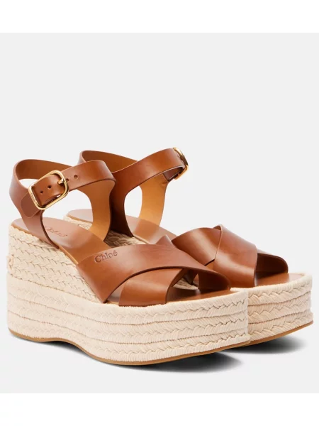 Espadrile Chloé din piele maro