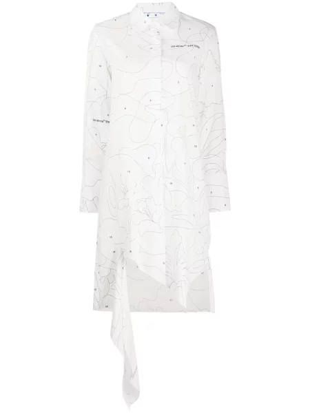 Rochie tip cămașă Off-white de costum alb