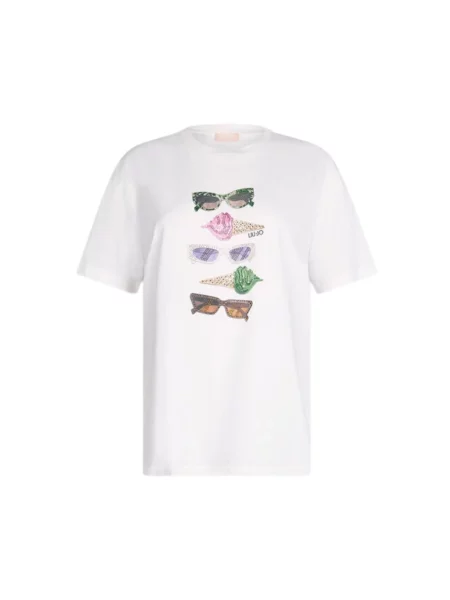 Liu Jo Koszulki Kobieta XS T-shirt z graficznym nadrukiem z bawełny biały