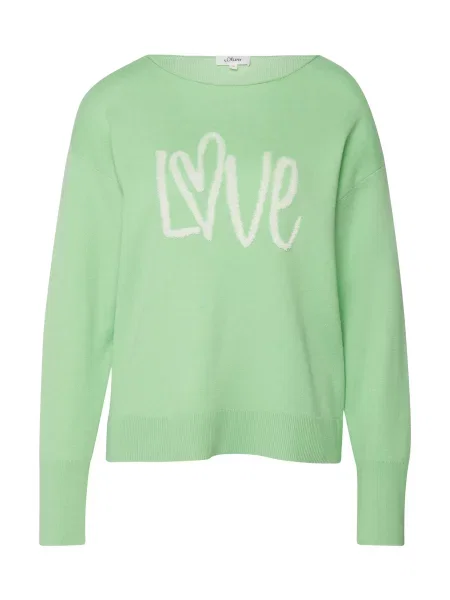 S.Oliver Pulover verde deschis / murdar alb