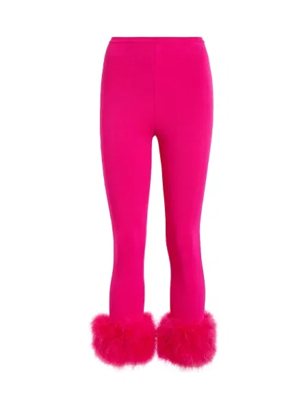 Sztuczne futro legginsy Magda Butrym z wysoką talią różowe