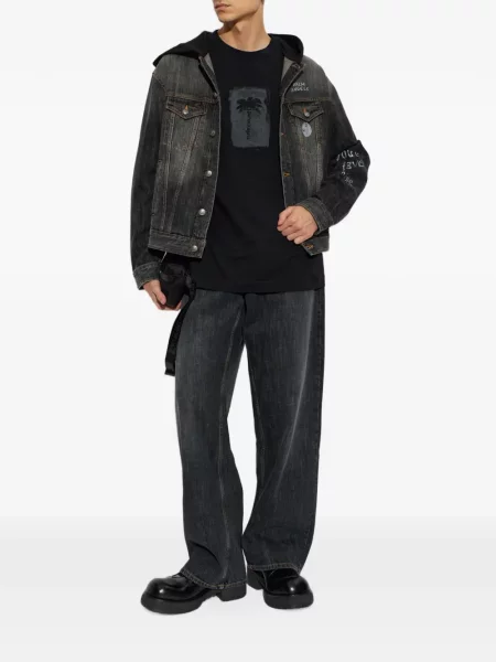 Blugi drepți Palm Angels cu 5 buzunare negru