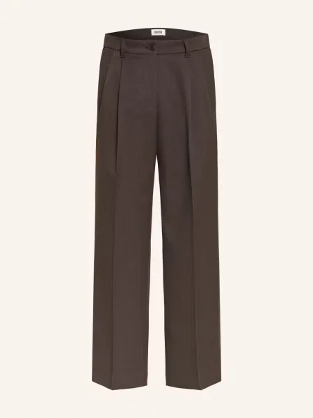 Drykorn Kalhoty Leek Wide Regular Fit tmavě hnědá
