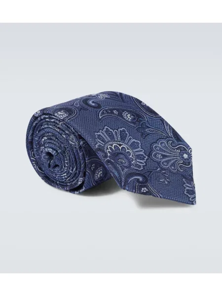 Svilena kravata Etro s paisley potiskom modra