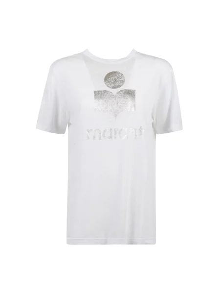 Koszulka Isabel Marant Etoile w jednolitym kolorze z krótkim rękawem casual biała