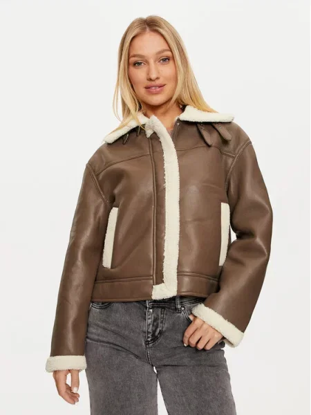 Pieces Куртка зі штучної шкіри Janelle коричневий