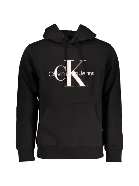 Hanorac cu glugă Calvin Klein Jeans cu imagine negru