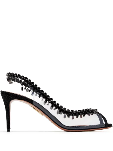 Pantofi cu toc Aquazzura de cristal negru