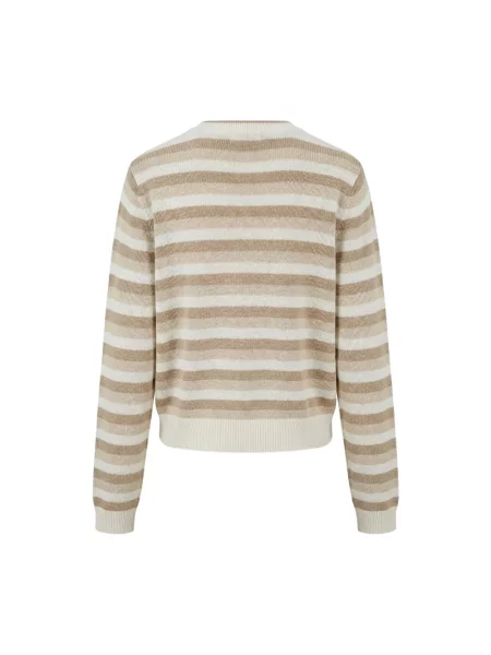 Sweter Brunello Cucinelli w paski z paskiem beżowy