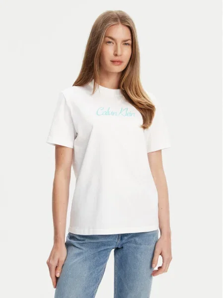 Тениска Calvin Klein Jeans дамска бяло