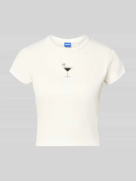 T-shirt o kroju slim fit z czystej bawełny model DICHROMA_B' Hugo Blue biała