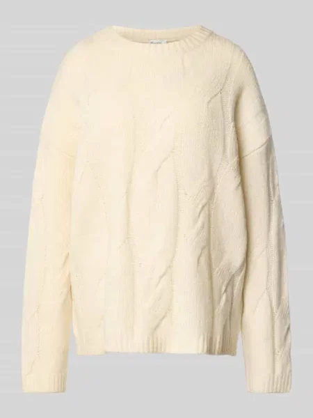 Sweter z dzianiny o kroju oversized z prążkowanymi wykończeniami model ‘Will’ My Essential Wardrobe biały