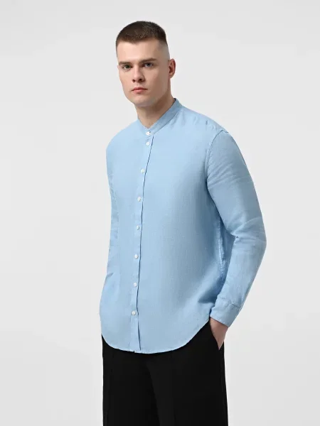 Лляна Сорочка Emporio Armani синій
