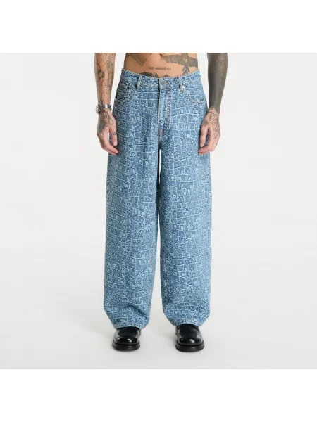 Džíny Daily Paper Croc Jacquard Oversized Jeans Blue S modré