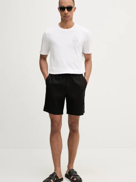 Tommy Hilfiger šortky pánske s ľanom čierna