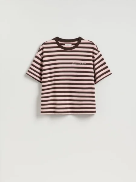 Reserved Tricou în dungi roz-pastel roz