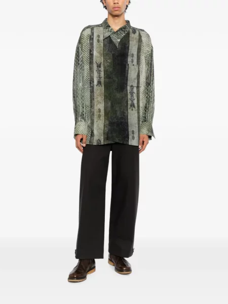 Cămașă Ziggy Chen cu imagine verde