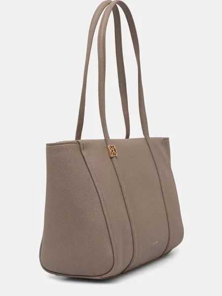 Geantă Calvin Klein Emblem Hw Pebble Tote bej