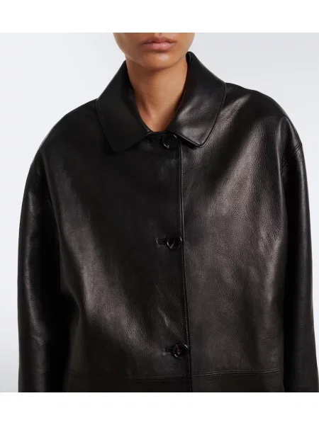 Palton The Row din piele negru