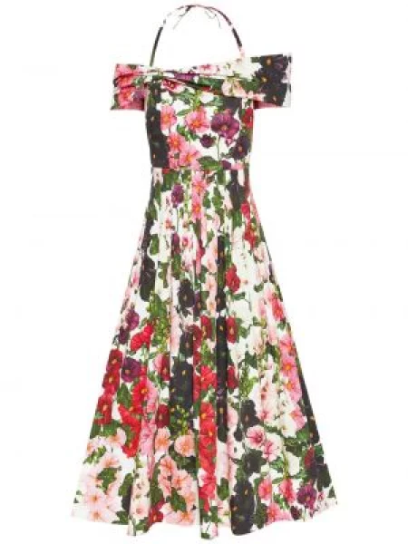 Rochie Oscar De La Renta cu model floral cu imagine de costum roz