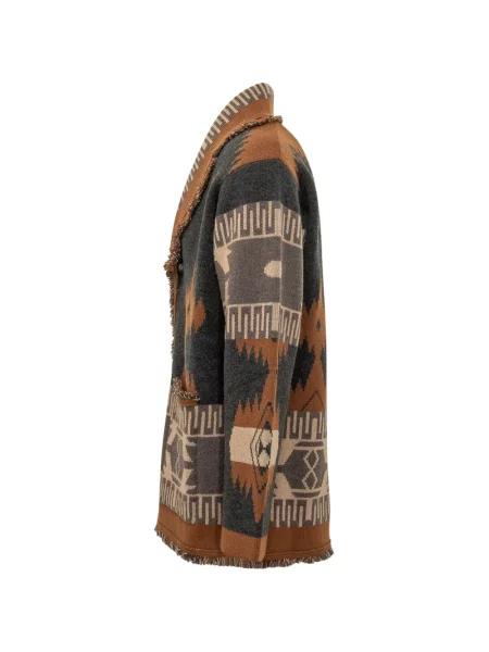 Cardigan Alanui din jacard maro