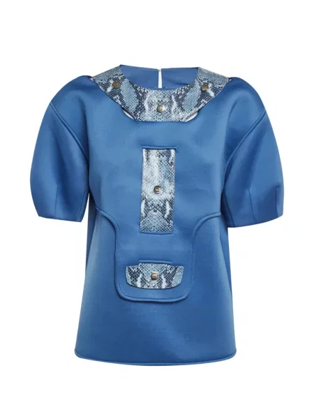 Scurt tricou Elisabetta Franchi cu imagine cu model piele de șarpe albastru
